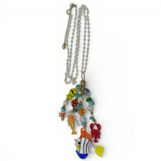 Collier Easy Amalfi Hypnochic multicolore avec perles fantaisie, charms marins et chaîne dorée – collection Marée Dorée