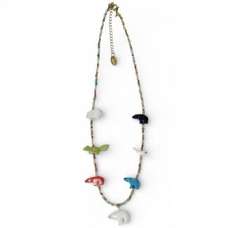 Collier Totem Sacré Hypnochic – collier bohème en pierres naturelles avec animaux gravés – collection Fétiche