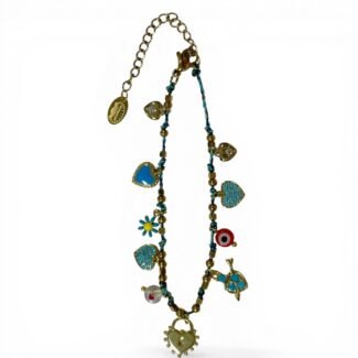 Bracelet Amour Riviera multi cœurs acier doré perles turquoise bijou lucky HYPNOCHIC