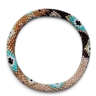 Bracelet Népalais Protection Terre Turquoise en perles tissées avec œil protecteur HYPNOCHIC